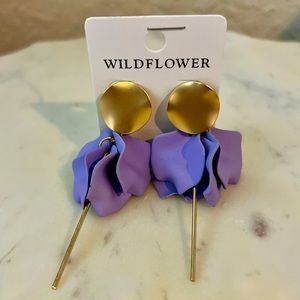 Wildflower Purple Gold Floral Dangle Earrings
